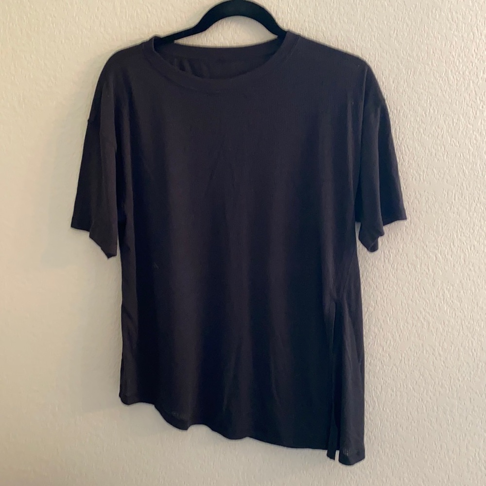 Lululemon semi sheer black side tie T-shirt